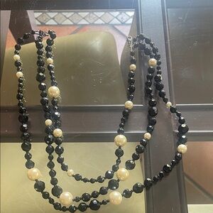 Elegant Black and Cream Beaded Necklace